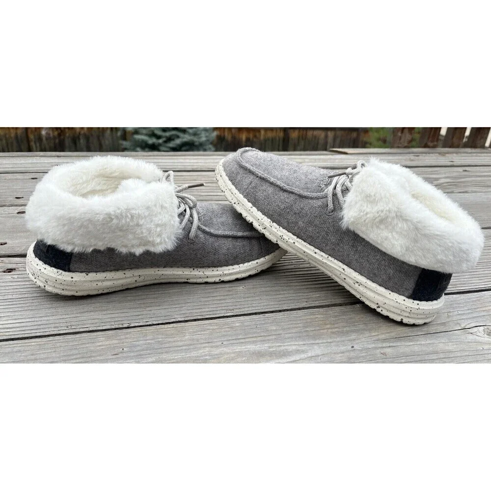Hey Dude Britt Women’s 7 Faux Fur Lined Ankle Booties Shoes - Charcoal